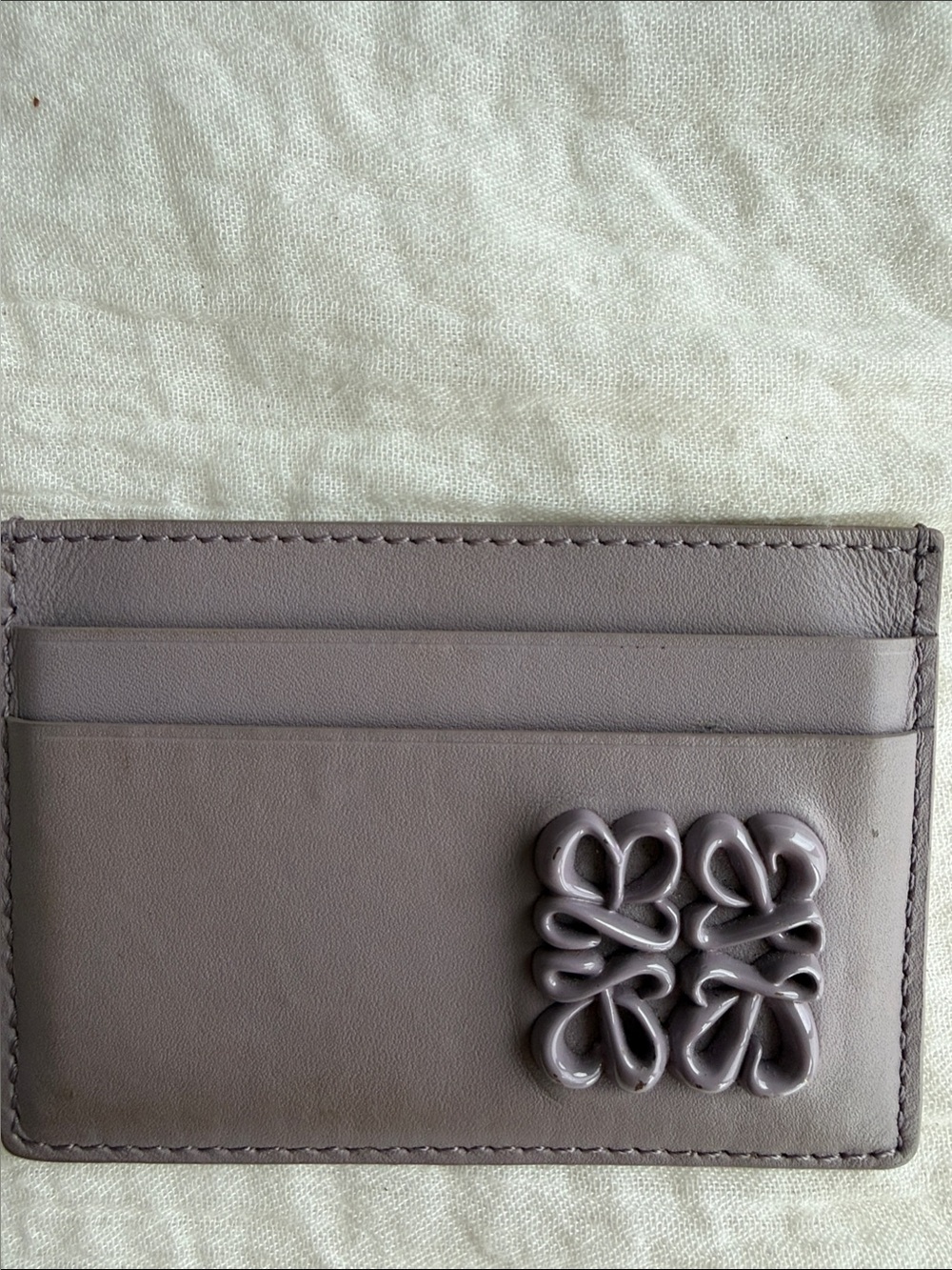 Leather Card Holder with Decorative Knot Detail - Taupe
